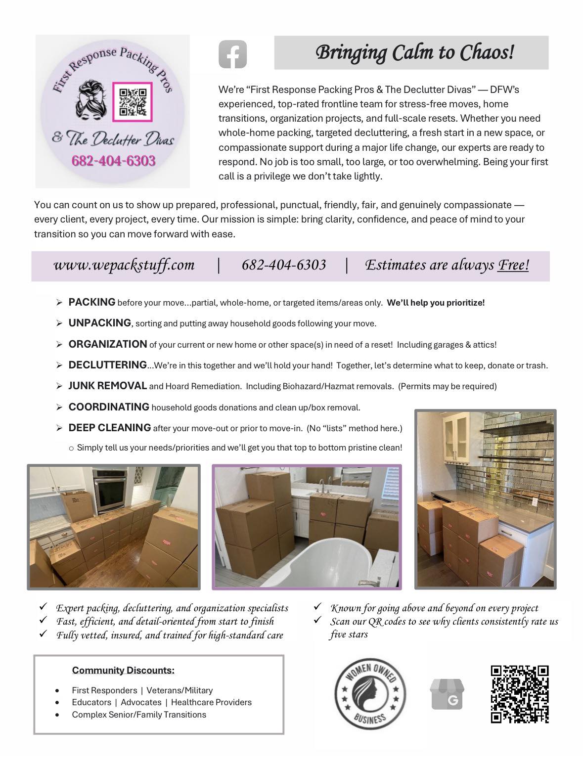First Response Packing Pros and The Declutter Divas