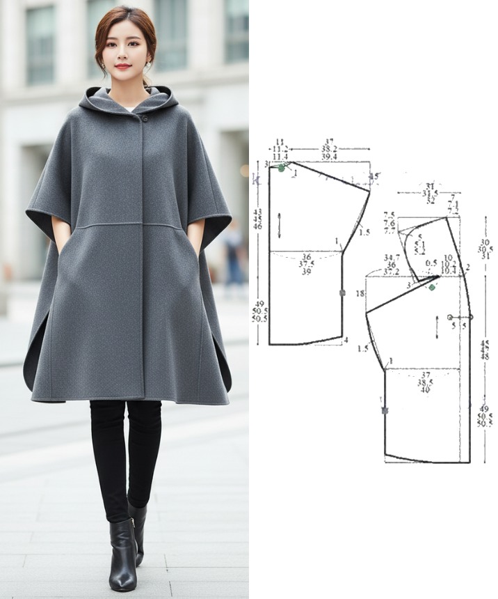 Maison - 🧵 Hooded Cape Coat — Sewing Sheet Hooded Cape Coat 🧶 Materials ...