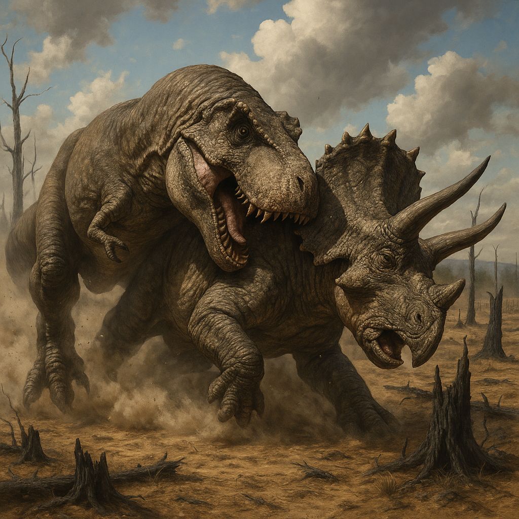Dinosaurs - T-Rex vs Triceratops 🦖⚔️🦏 This epic scene captures one of ...