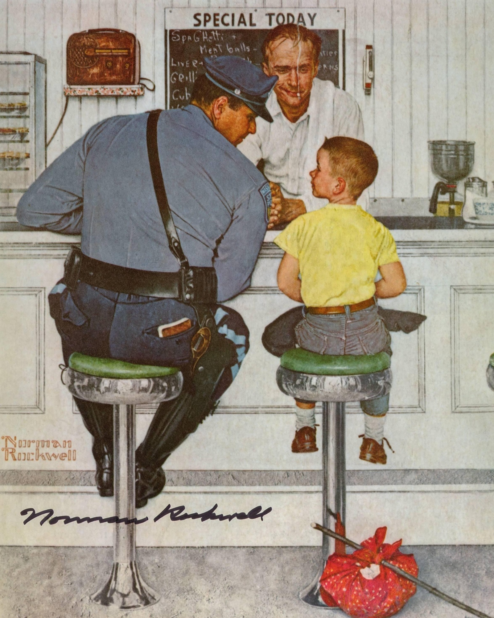 The Runaway (1958) by Norman Rockwell was the cover of the