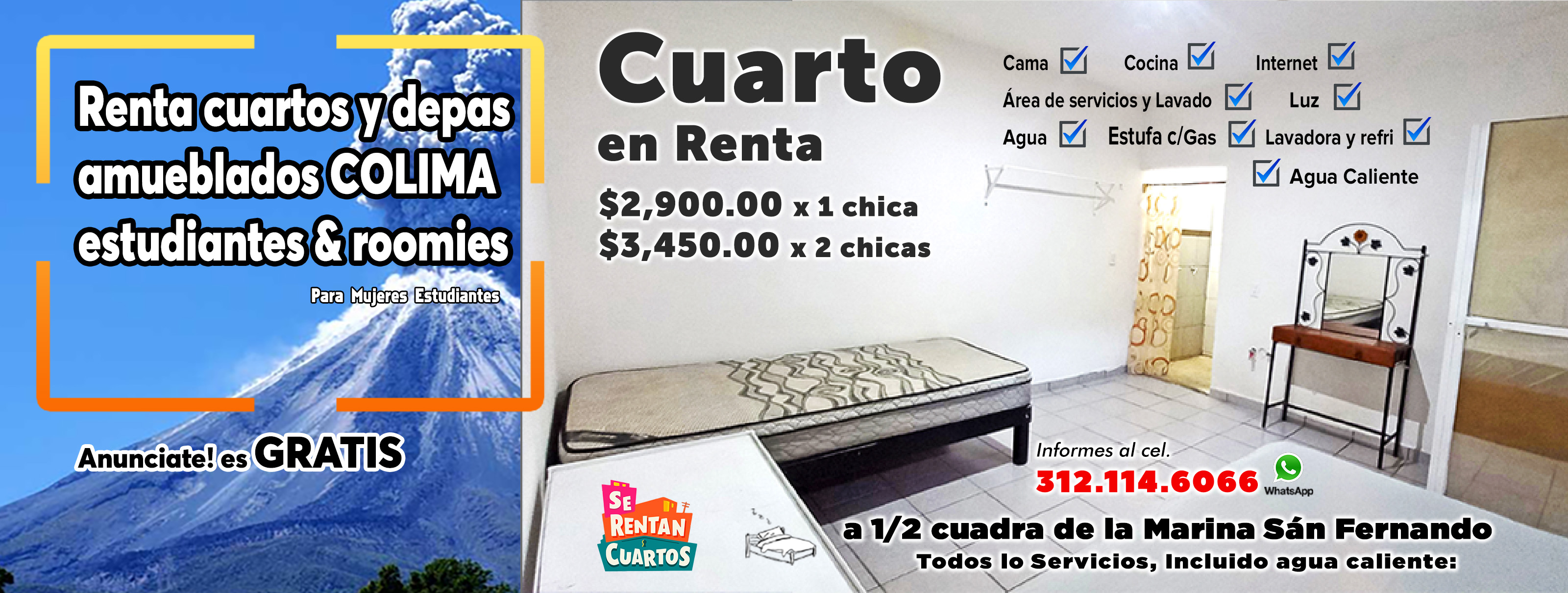 Cuartos amueblados en renta, Colima | Colima