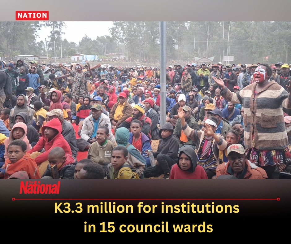 THE Western Highlands government allocated K3.3 million to institutions in 15 council wards in the Kusomb area in the Upper Nebilyer of Tambul-Nebilyer district on Friday. In the break up, K1.3 million