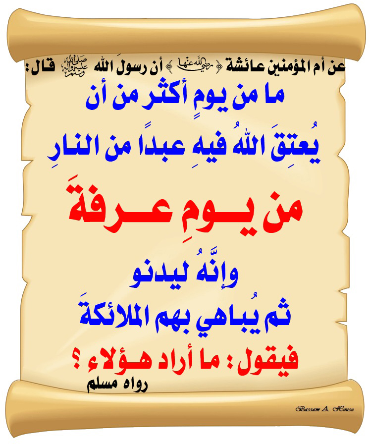 عن أم المؤمنين عائشة و d أن رسولَ الله 焼 قال ما من يومِ أكثر من أن ...