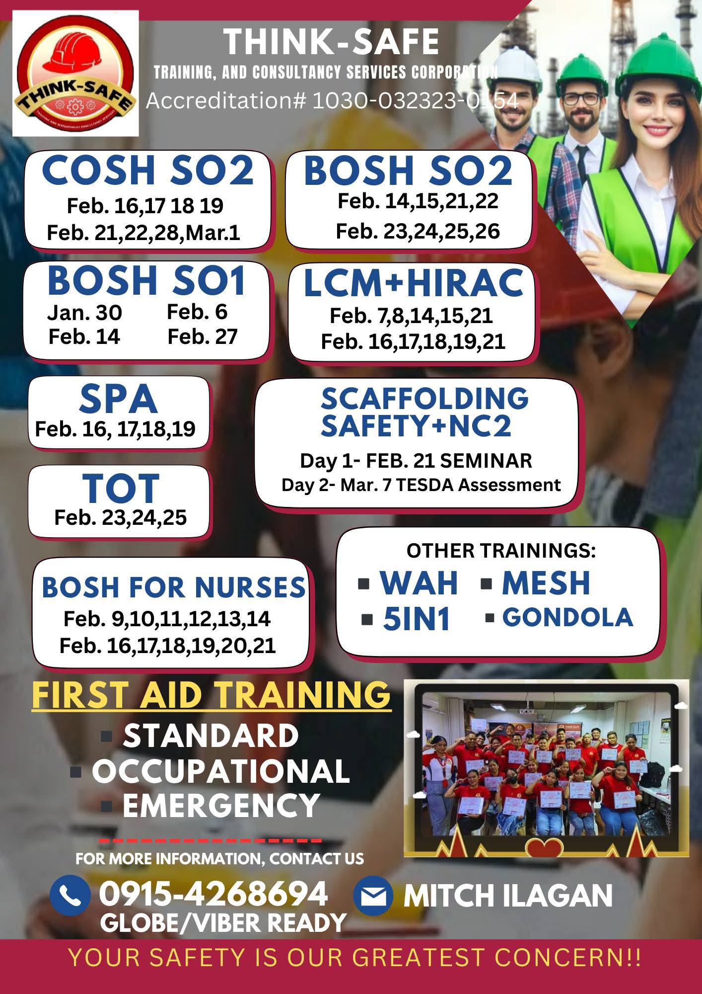 📝DOLE ACCREDITED TRAINING CENTER SCHEDULES📅 | 🦺 𝗙𝗘𝗕𝗥𝗨𝗔𝗥𝗬 𝗧𝗥𝗔𝗜𝗡𝗜𝗡𝗚 ...