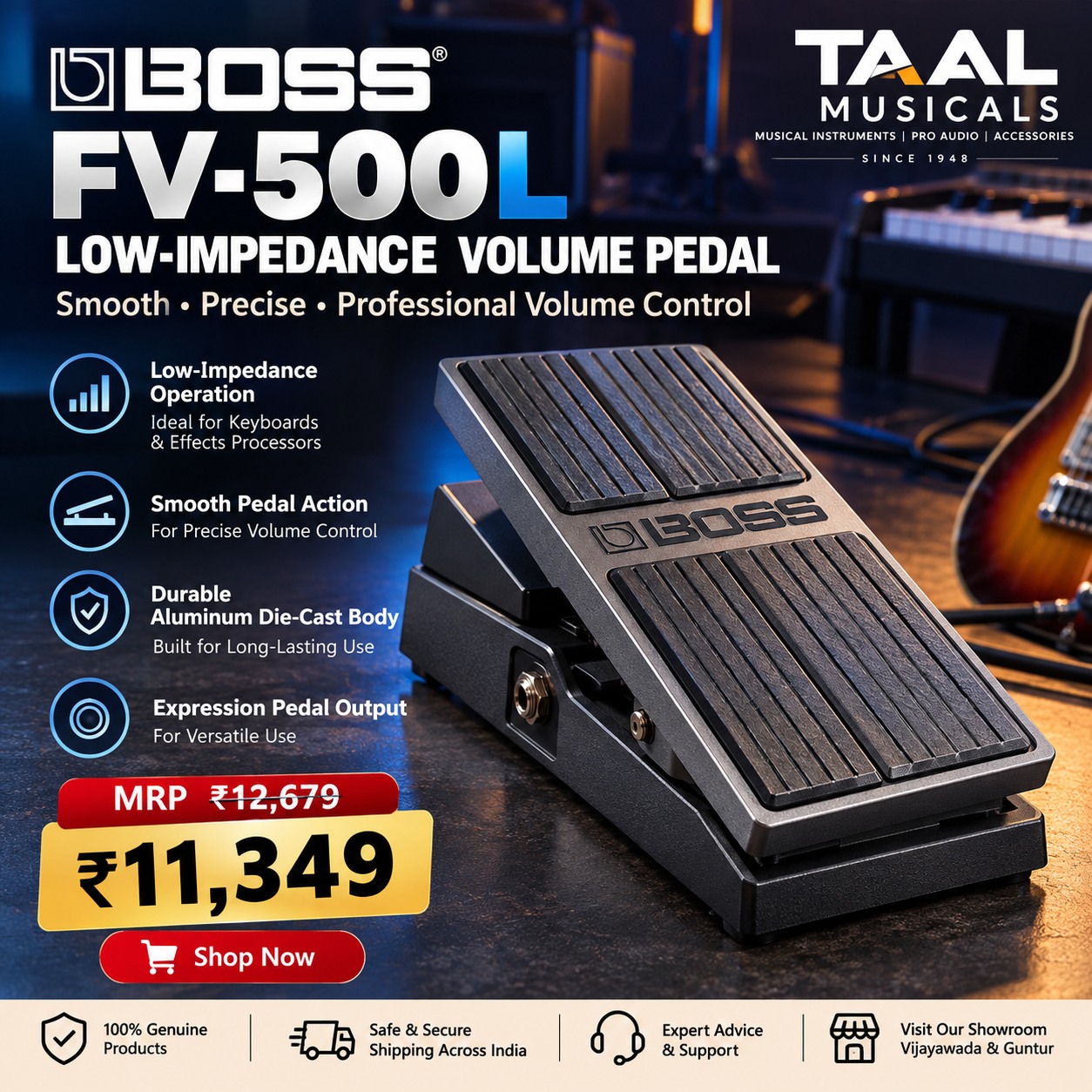 Boss FV-500L low-impedance volume pedal in Vijayawada
