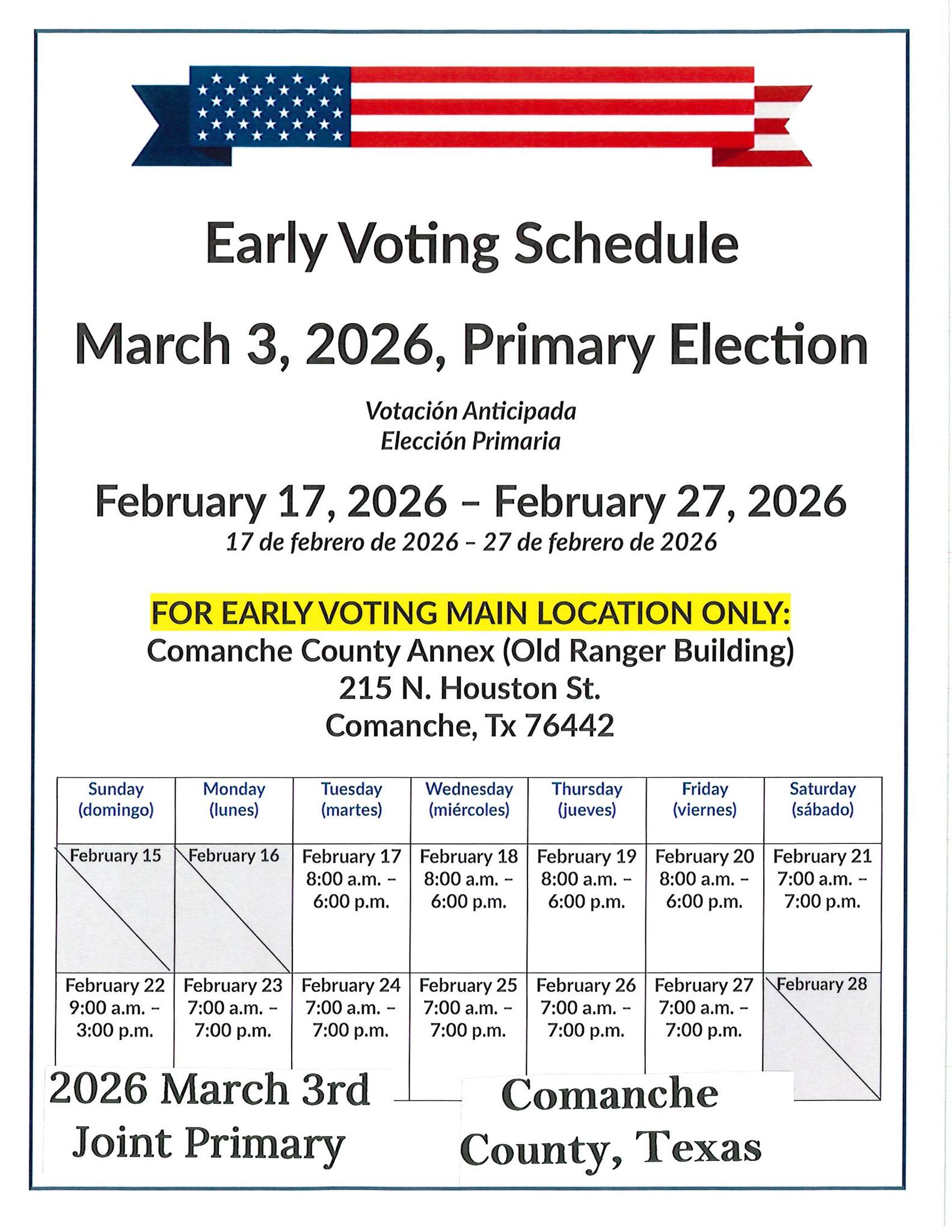 2026 March 3rd Primary... - Comanche County Texas Elections | Facebook