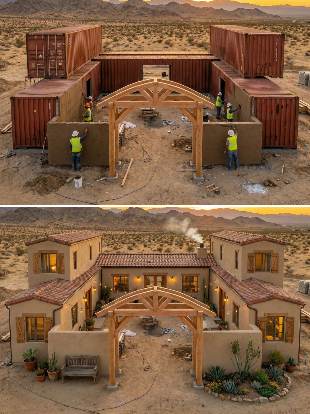 Shipping - They Hid 6 Shipping Containers Inside This Stucco Courtyard ...