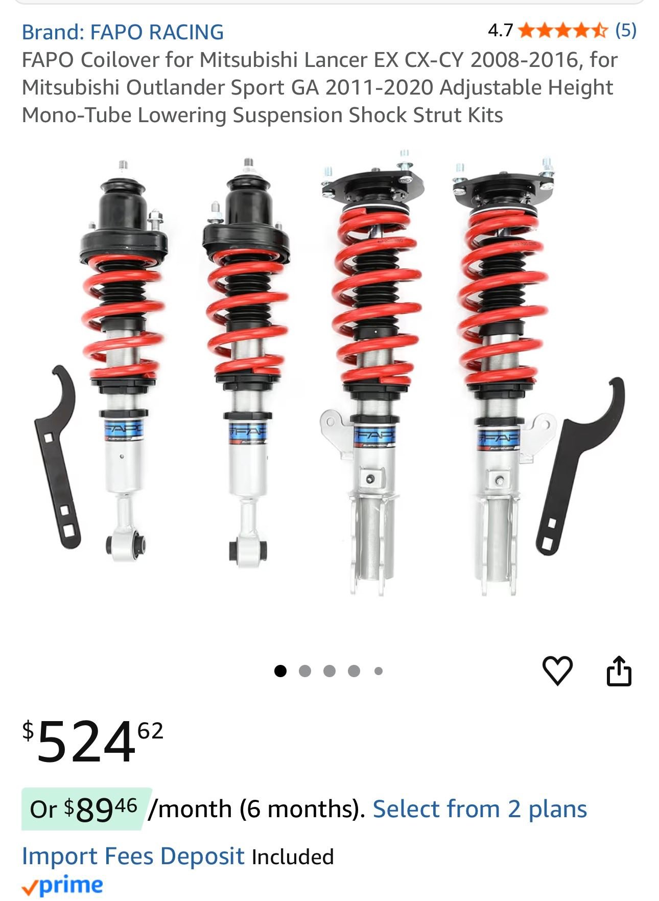2PCs Front Complete Struts Shocks for 2011-2020 Zambia