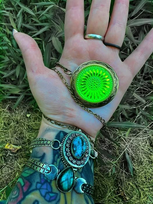 Weird - Uranium Glass Locket acquired while thrifting. (Taken outside ...