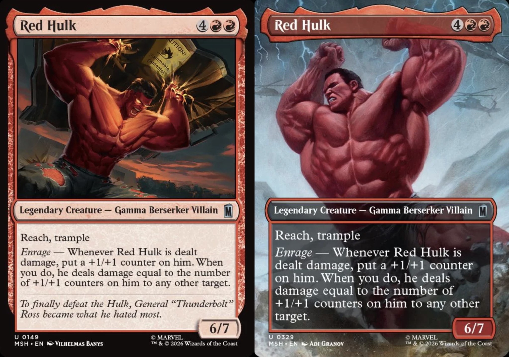 hulk mtg card Commander Deck EDH Deck The Incredible Bruce Banner 100 Magic  Moonveil Games he deals damage equal to the number of +1/+1 counters on him to any other target. Red Hulk from MTG |