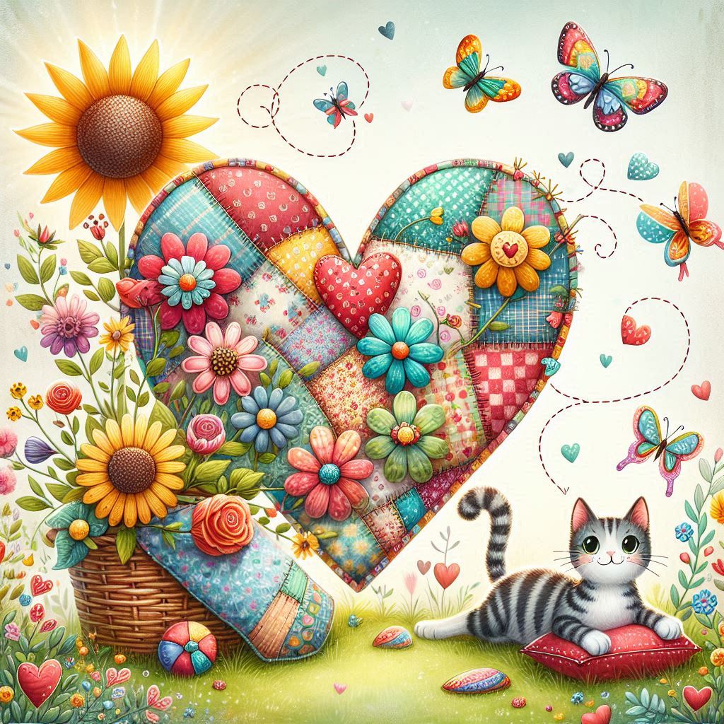 World - Bright patchwork patterns, blooming flowers, and fluttering ...