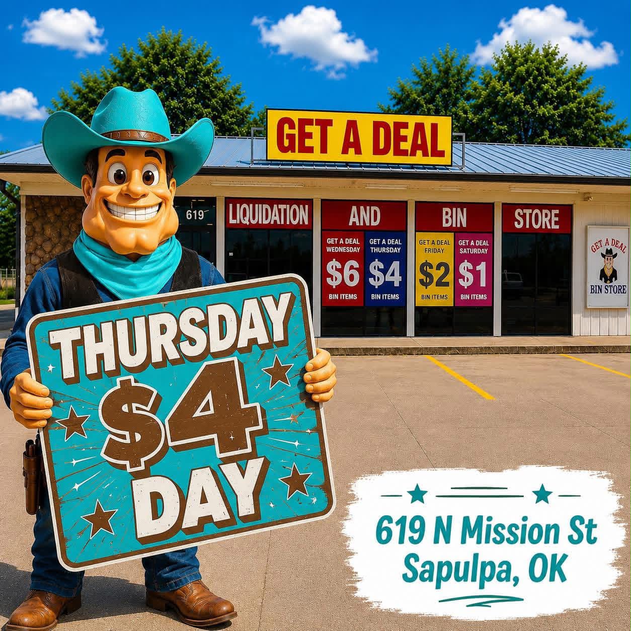 Get A Deal Bin Store $4 Thursday Sale In Sapulpa OK