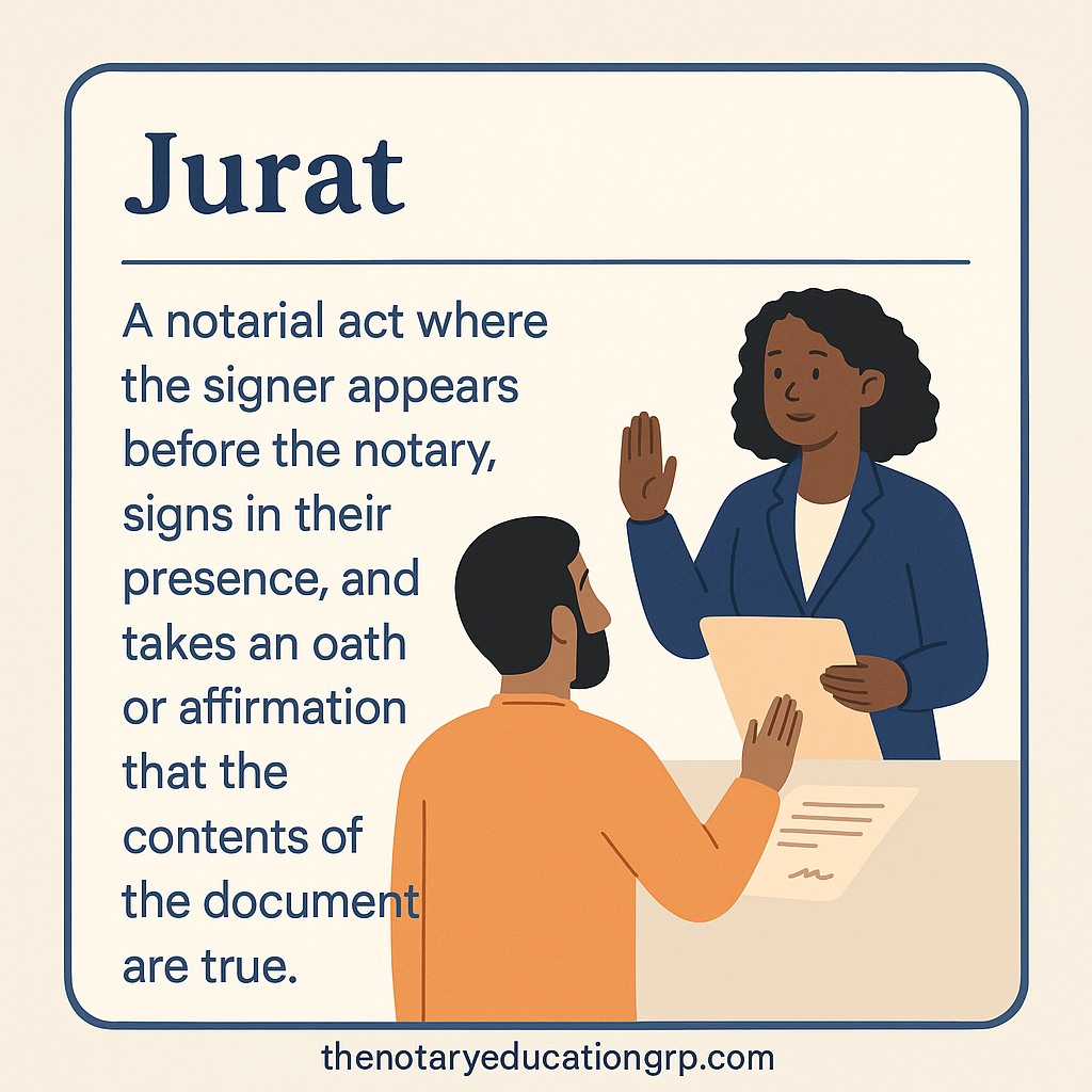 The Notary - 📘 Flashcard Friday! Q: What is a jurat? A: A notarial act ...