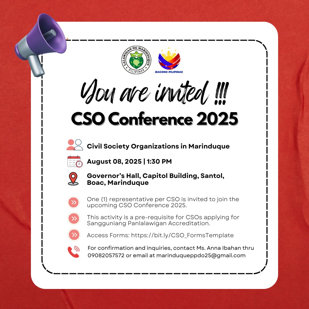 📣 𝗔𝘁𝘁𝗲𝗻𝘁𝗶𝗼𝗻 𝗖𝗦𝗢𝘀 𝘀𝗲𝗲𝗸𝗶𝗻𝗴 𝗣𝗿𝗼𝘃𝗶𝗻𝗰𝗶𝗮𝗹... - PPDO - Marinduque | Facebook