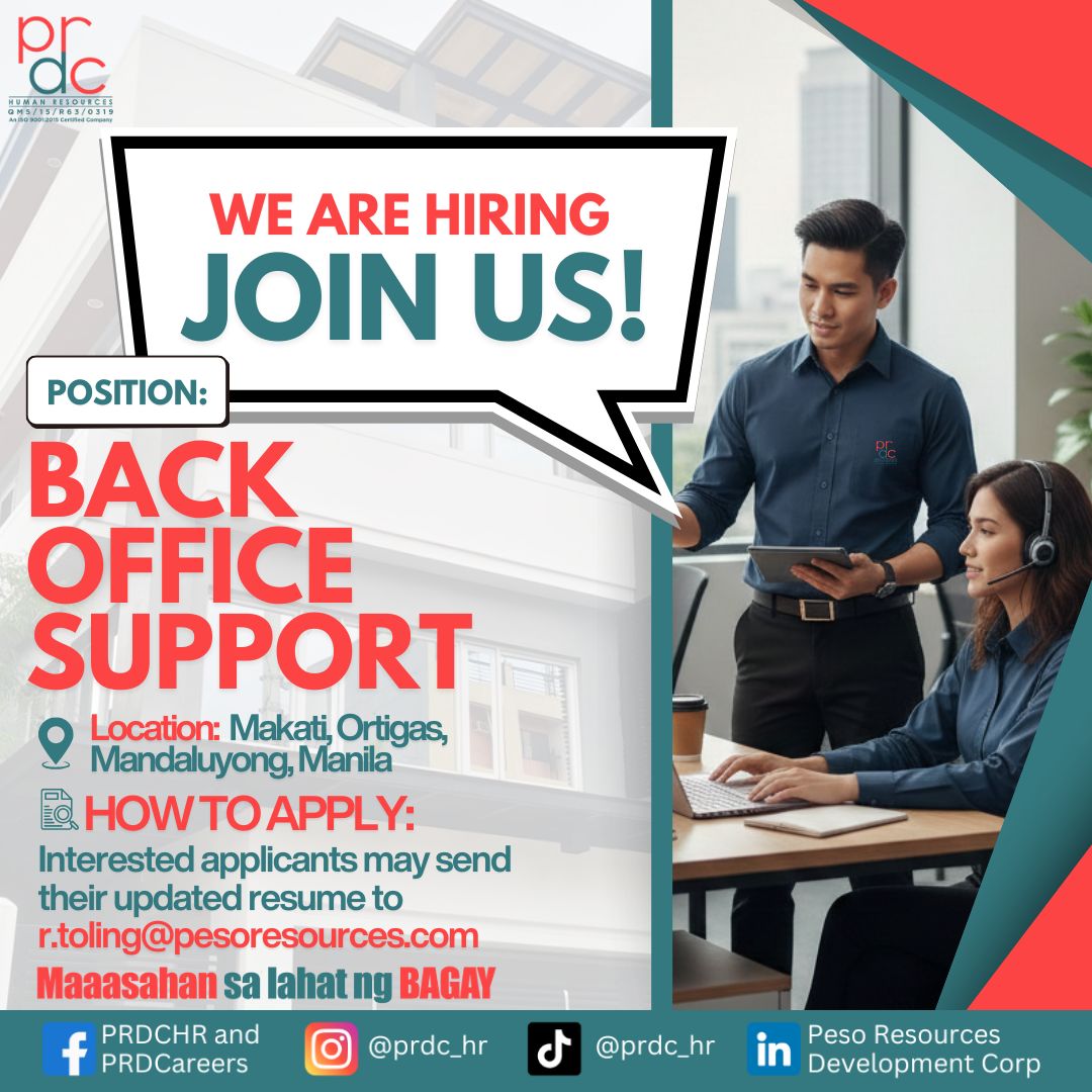 PRDC Careers - PRDC is officially HIRING Back Office... | Facebook