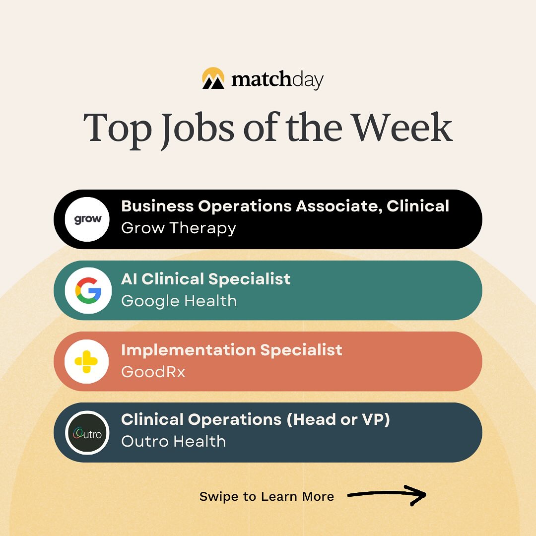 MatchDay Health - Top Jobs of the Week Ready for your... | Facebook