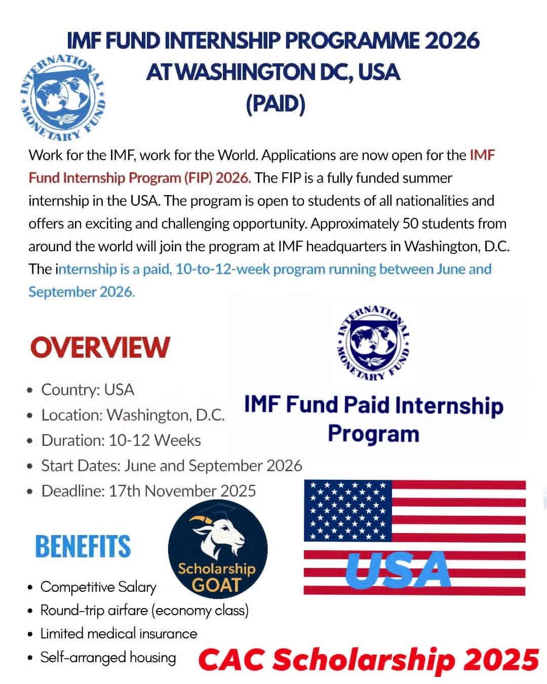 Scholarship - 💼 IMF Internship Program (FIP) i2026 in USA 🇺🇸🌍 50 seats ...