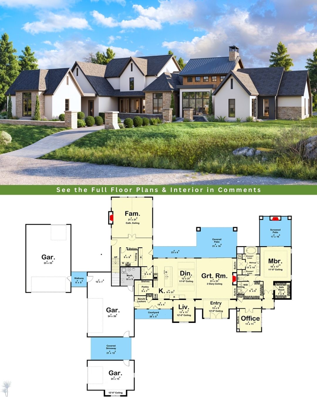 Dream - Here's a captivating Courtyard Entry 4 Bed House Plan with ...