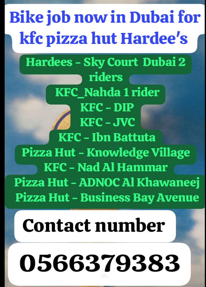 BIKE DRIVER JOBS > Only in Dubai | Facebook