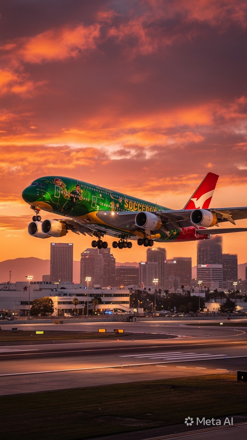 その他 Airbus A380-800 FIFA WORLD CUP Brazil ✈️ The Green & Gold for the World Cup! 🟢🟡 Qantas FIFA World