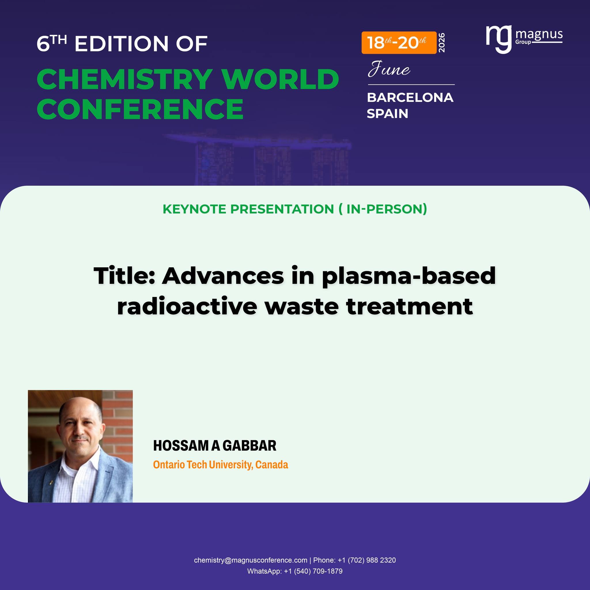 4th Edition of Chemistry World Conference | Barcelona