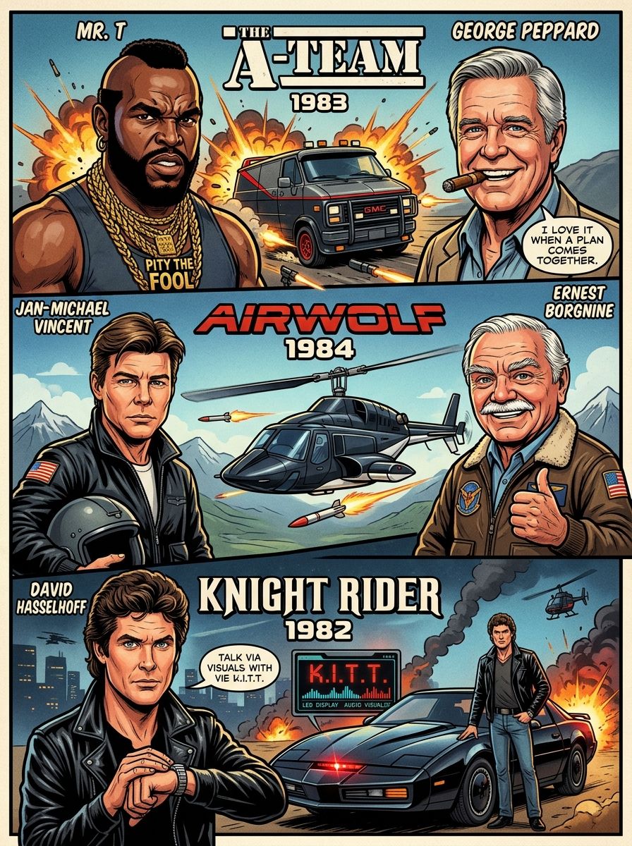 80s tv shows a-team airwolf knight rider