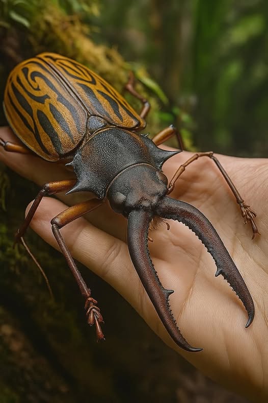 Sabertooth Longhorn Beetle (Macrodontia cervicornis), which can
