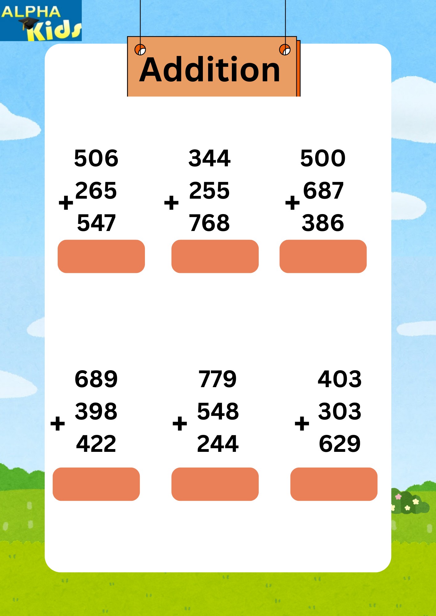 Math worksheet... - Alpha kids :worksheets and activities | Facebook