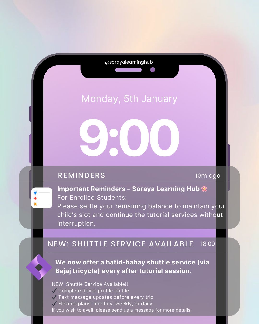 Soraya - Important Reminders – Soraya Learning Hub 🌸 For Enrolled ...