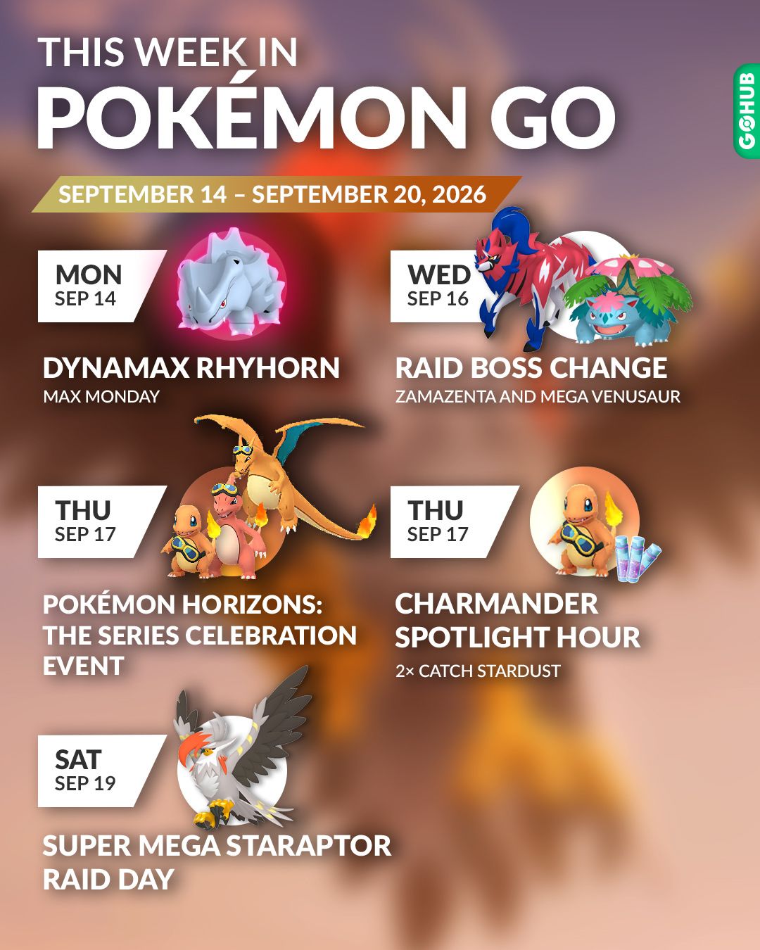 GOWeekly: September 14-20! 🗓️ 🦏 Dynamax Rhyhorn debut