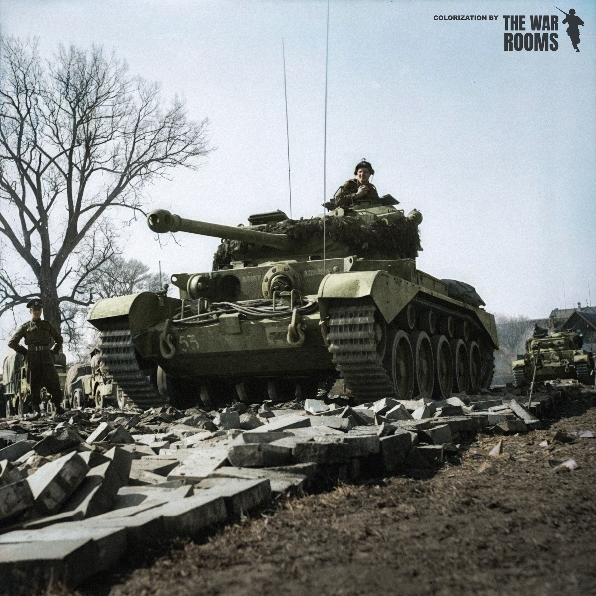 7 April 1945 A Comet tank of 11th Armoured Division, crossing the 
