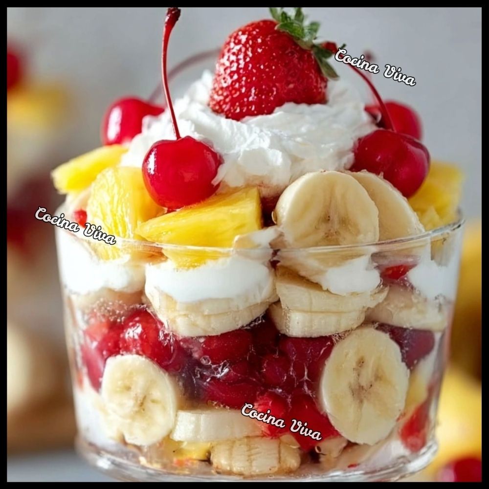 Cocina - Trifle de Banana, Piña y Cerezas 🍌🍒 Ingredientes: 3 piezas de ...
