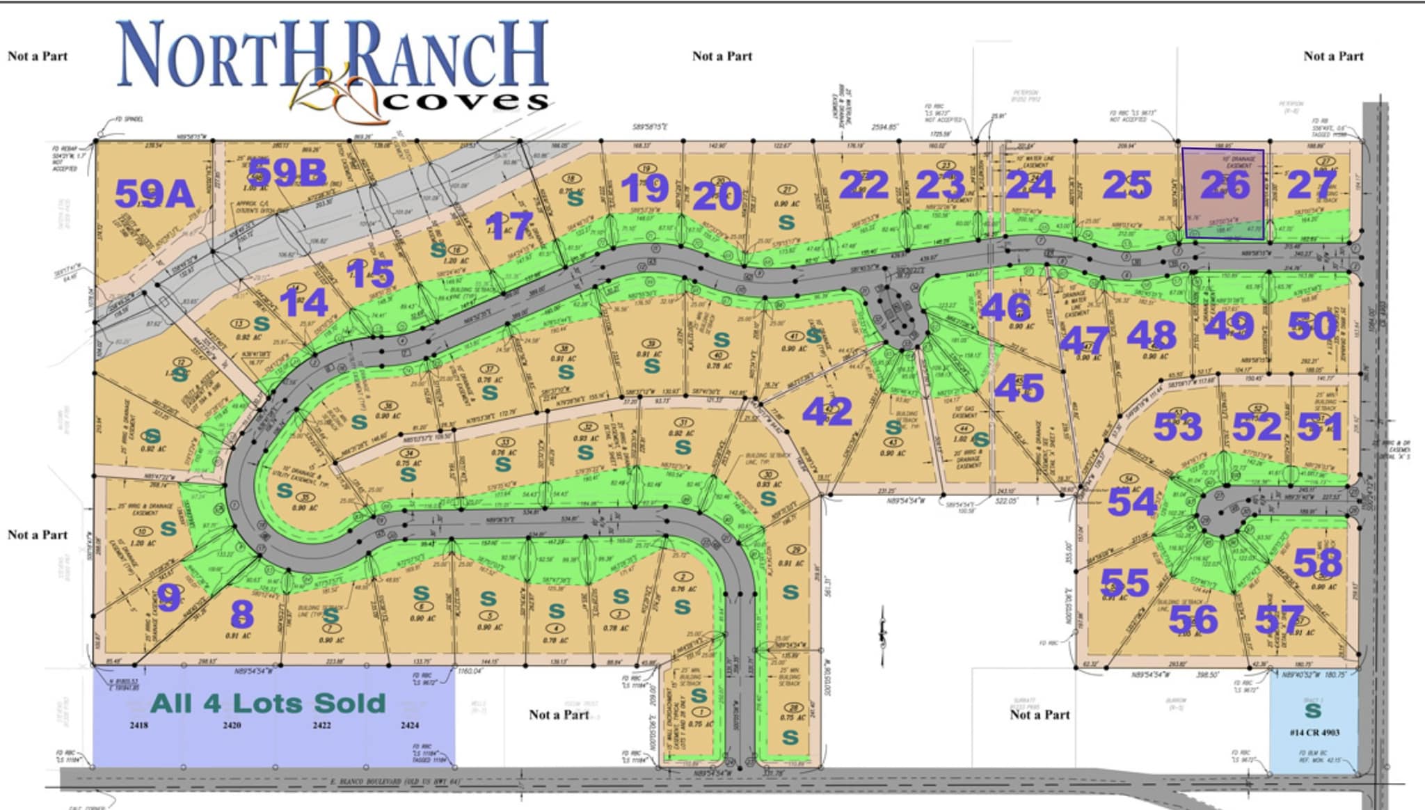 Updated plat map of the subdivision.... - North Ranch Coves