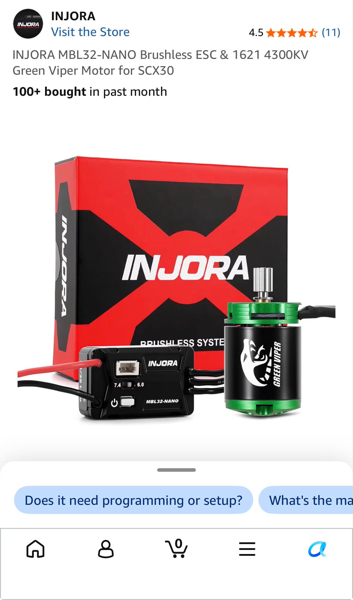 ESC brushless Injora MBL32-NANO pour 1/30 Axial SCX30