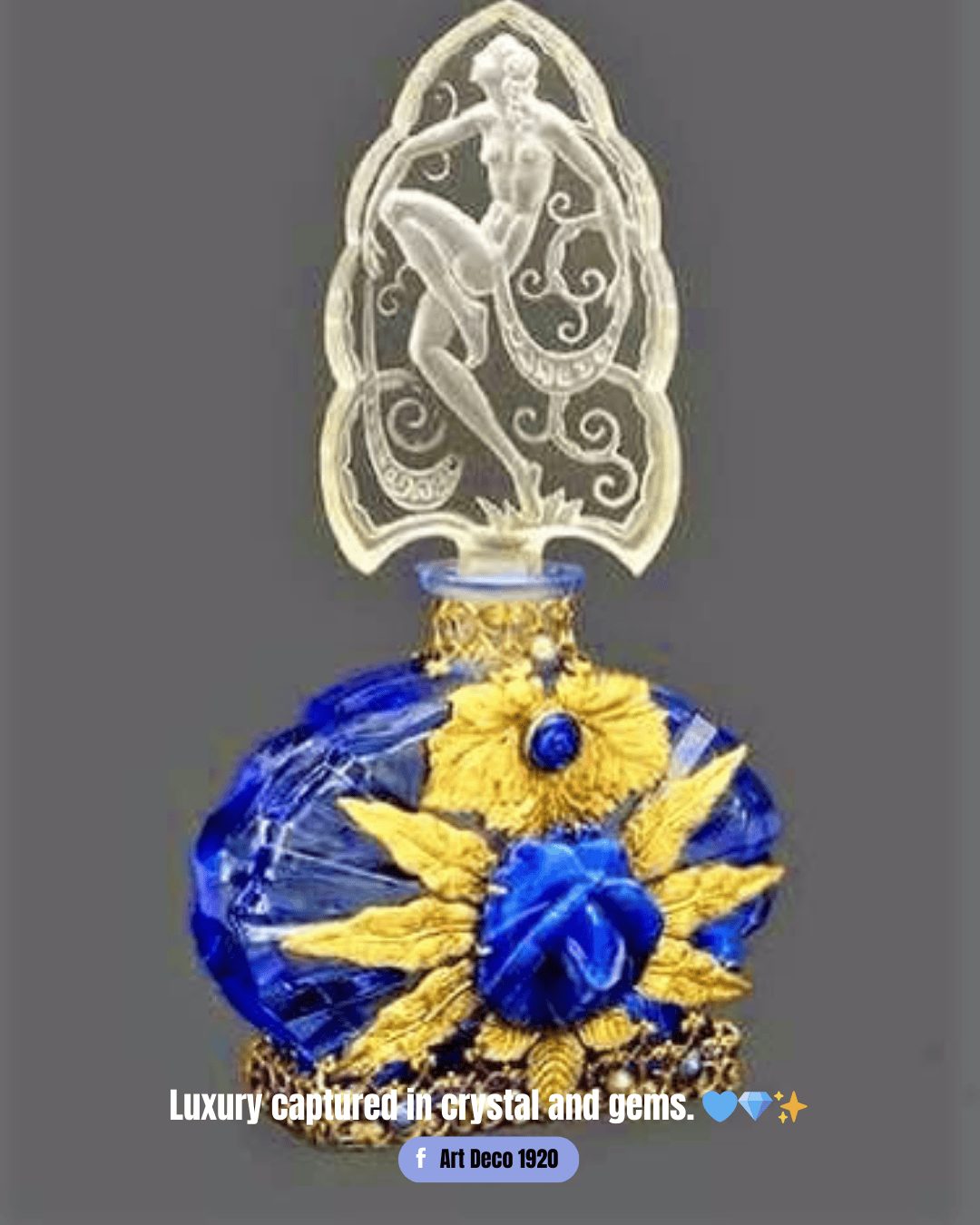 1920's Czechoslovakian blue crystal perfume bottle