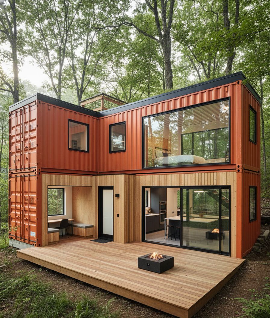 Luxury - This unique container home blends modern design with the ...