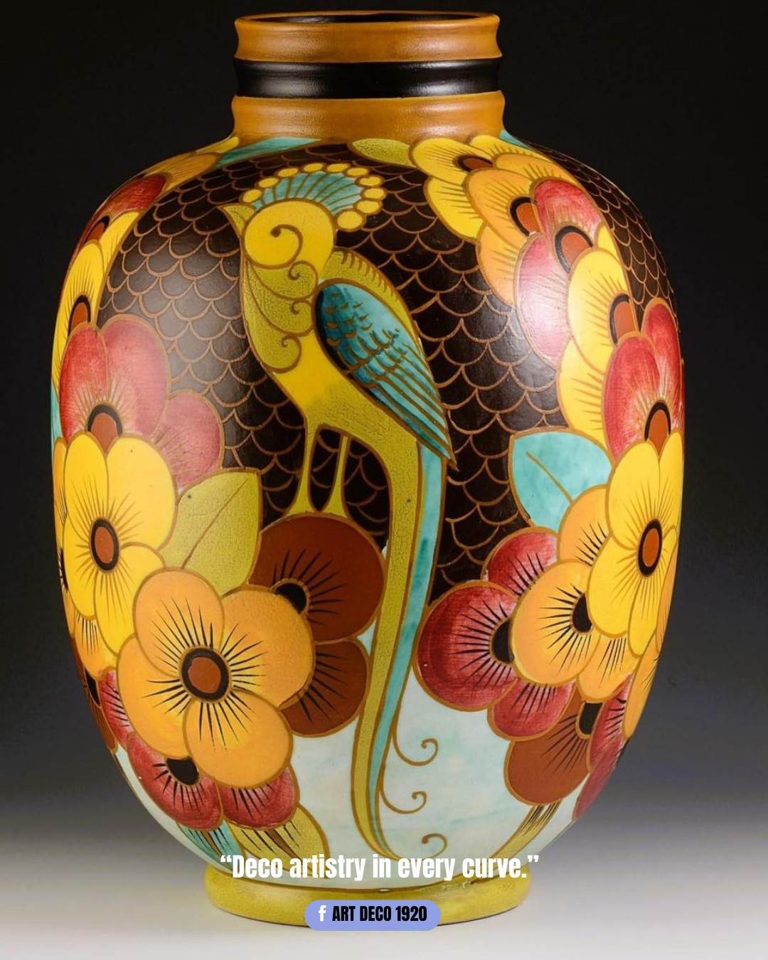 Stag and Doe Vase by Charles Catteau for Boch Freres, 1930