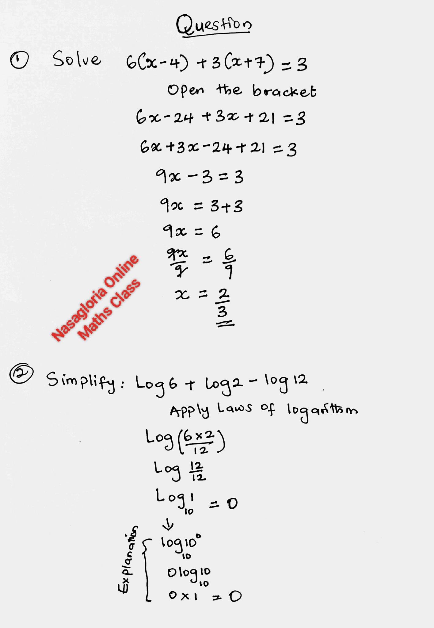 Equations and Logarithms - Nasagloria Online Maths Class | Facebook