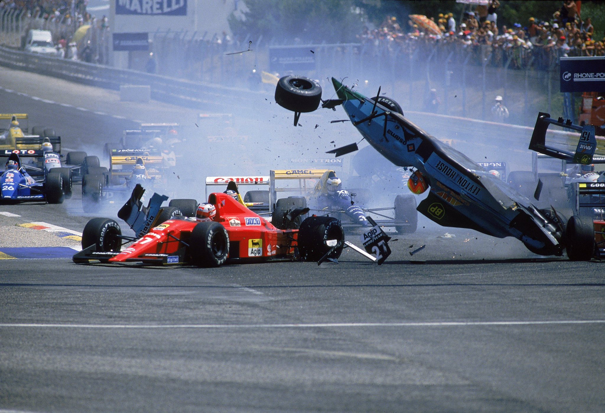 Alain Prost wins 1989 French Grand Prix after huge start accident