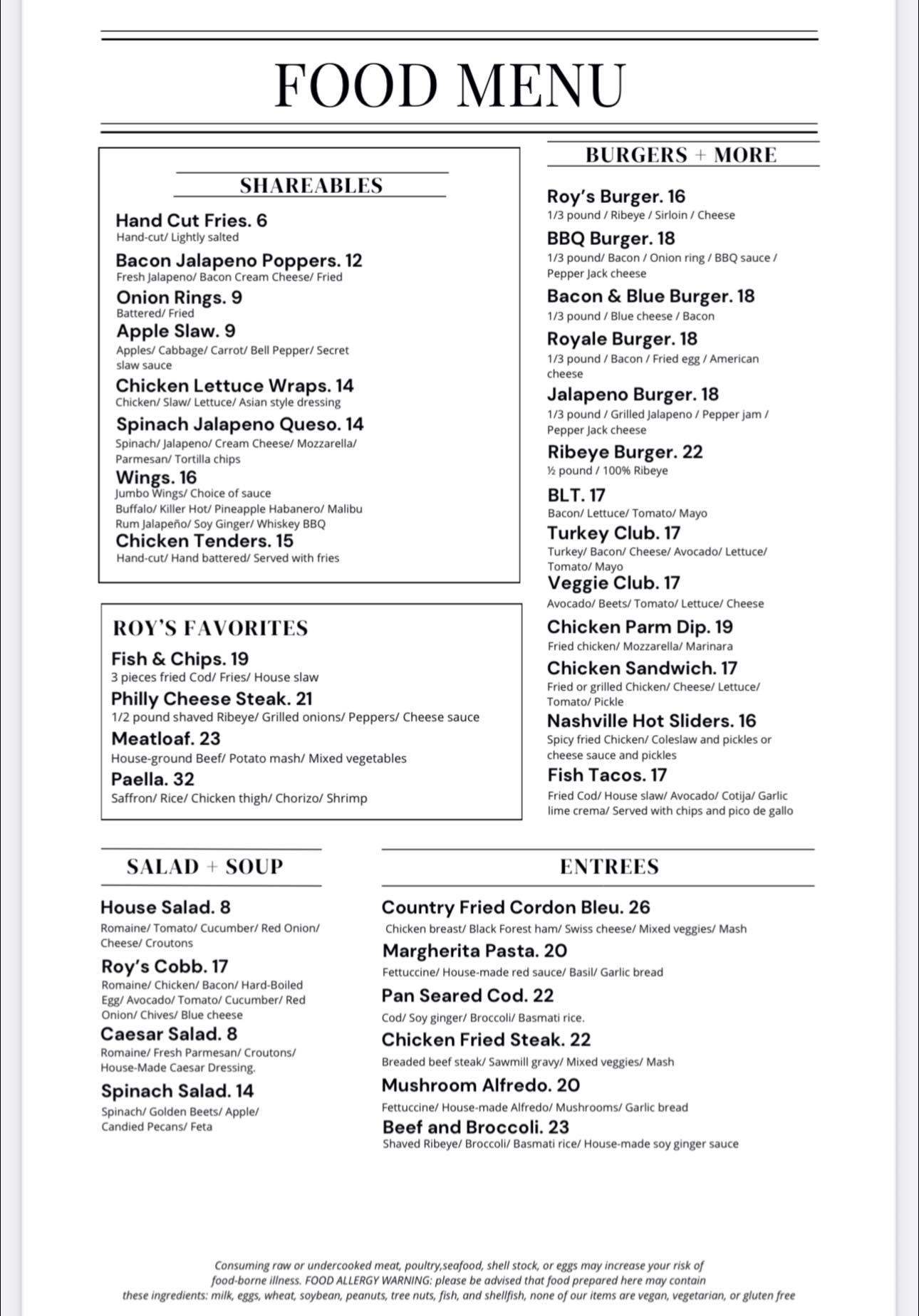 Roy's - 🌟 Exciting News! 🌟 We’re thrilled to announce that our new menu ...
