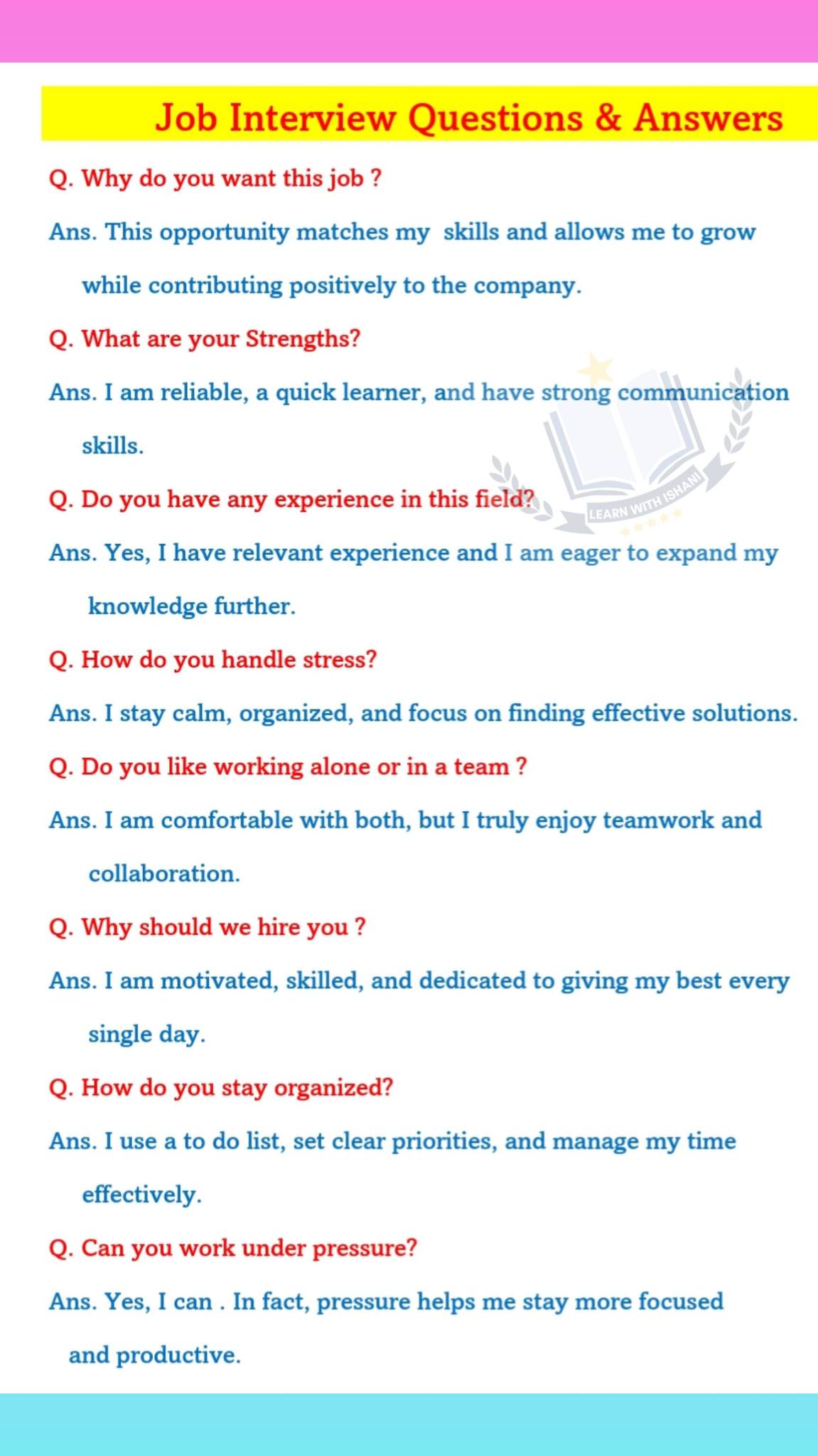 Learn - Job Interview Questions & Answers #jobs #interview #facebook # ...