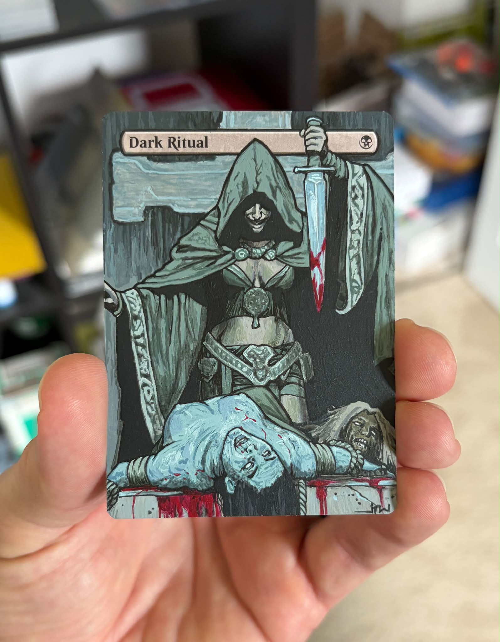 New hand signed borderless art playmat of 'Dark Ritual' by Rebecca