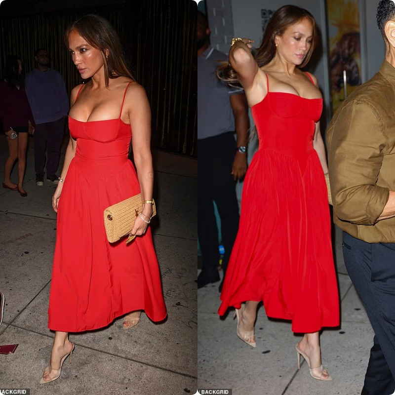 Jennifer Lopez, 57, stuns in daring red dress at NYC dinner Jennifer Lopez turned heads in New York City when she stepped out for dinner wearing a very low‑cut red dress that