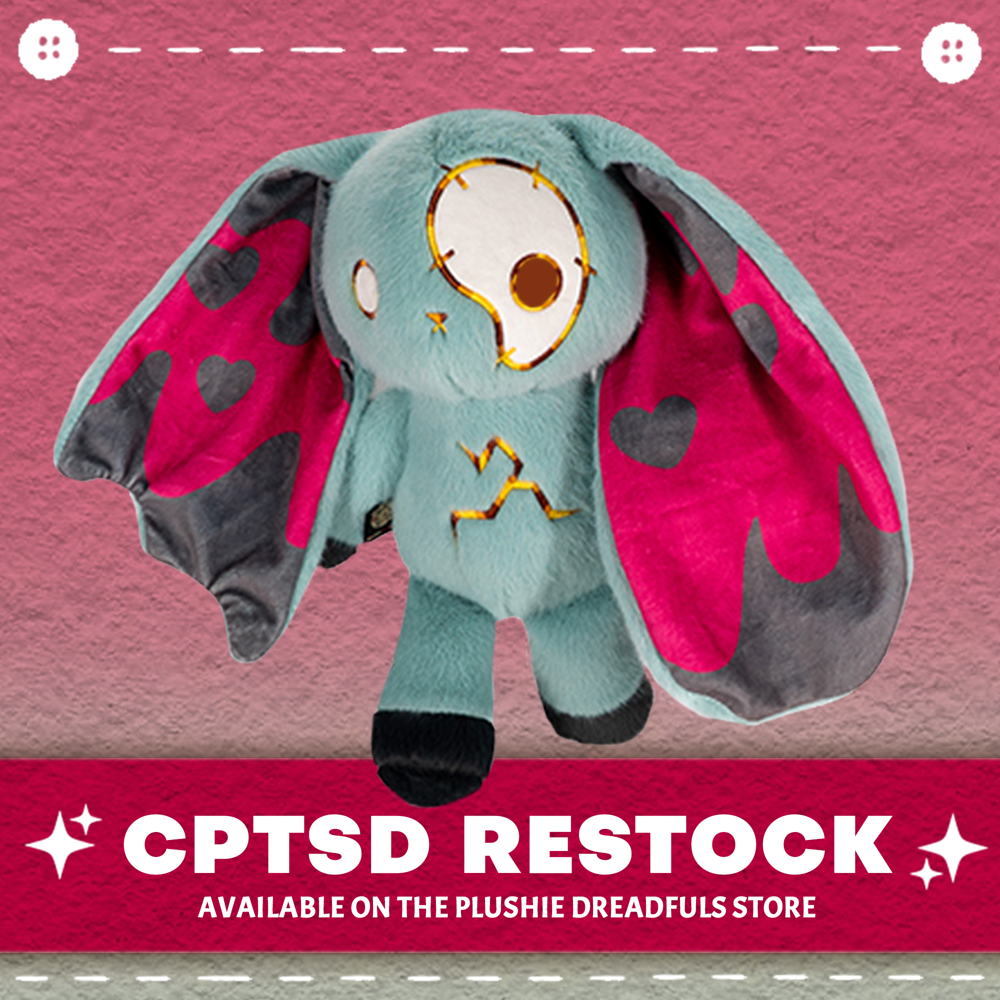 Obsidian kintsugi love rabbit plushie for healing