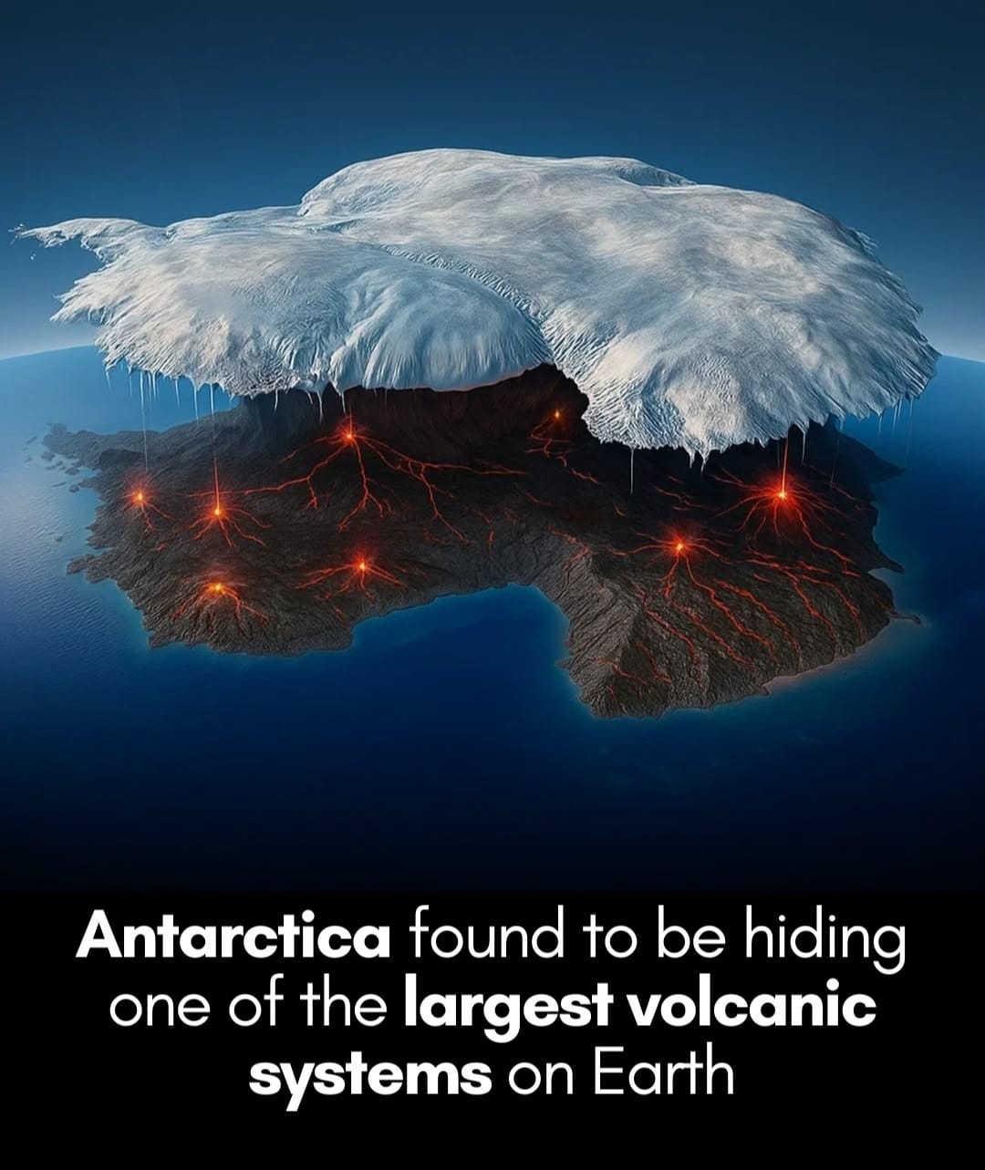 Antarctica's hidden volcanic system with 138 volcanoes