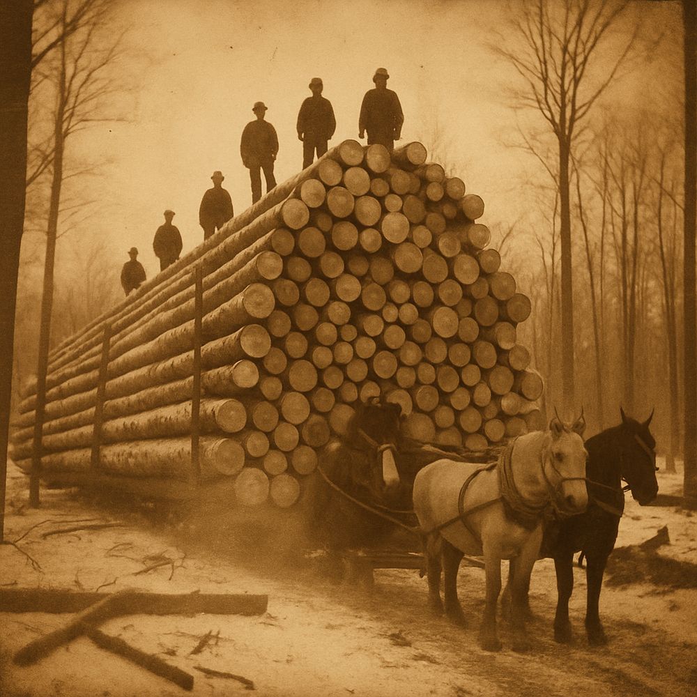 Historical - The transportation of massive logs from the heart of the ...