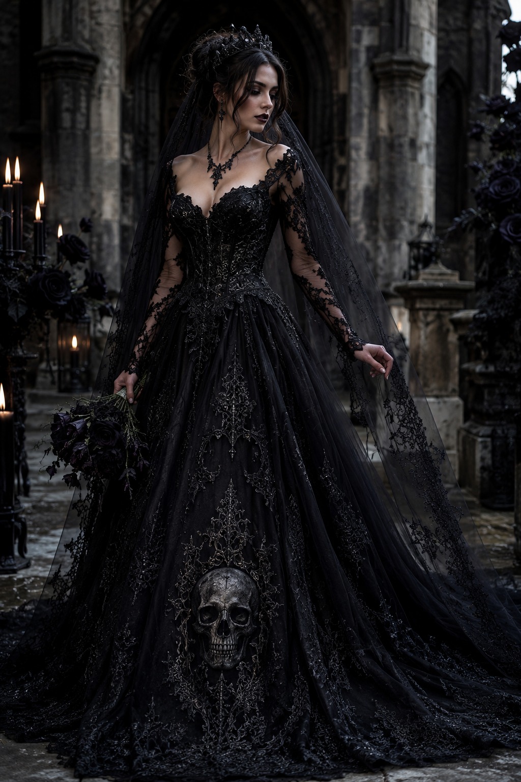 gothic dresses formal wedding dress for non-traditional brides size-L