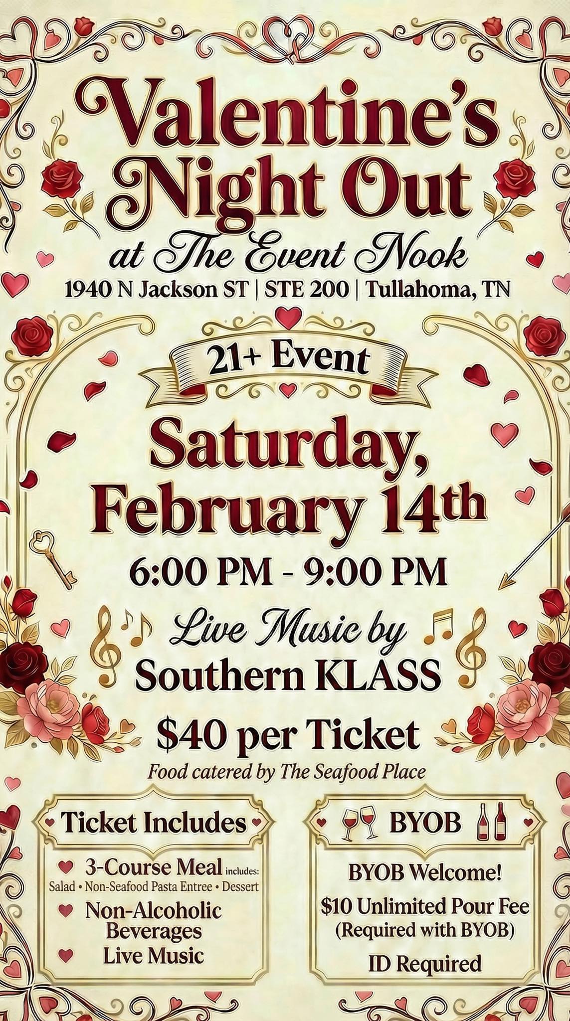 Take your date out for a Valentine's to remember!! Our tickets are