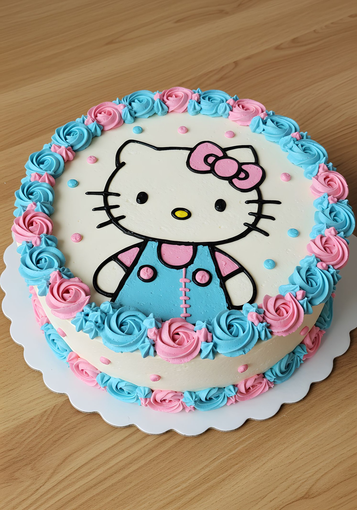 Hello Kitty cookie cake with lots of frosting