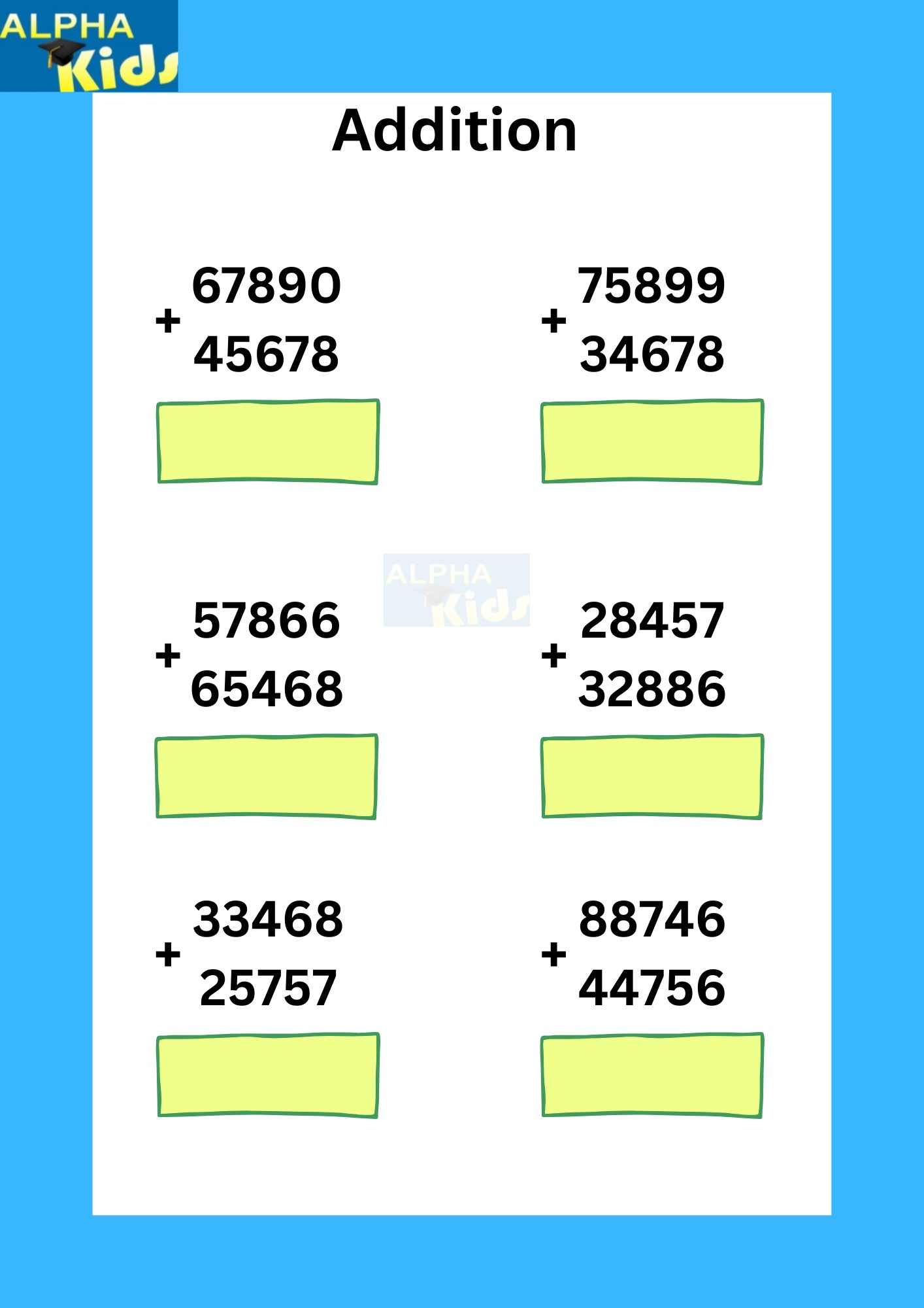 Math 5 digit... - Alpha kids :worksheets and activities | Facebook